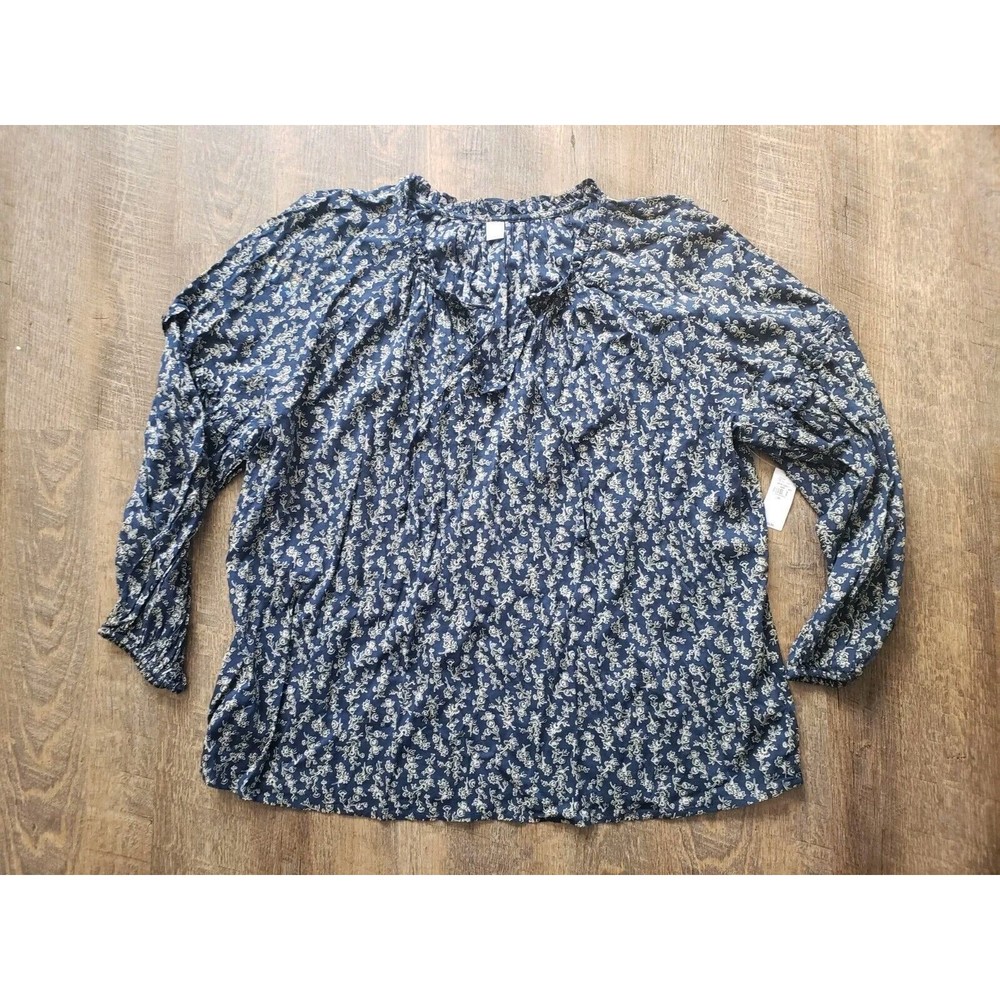 Womens XXL Old Navy Ruffle Neck Summer Long Sleeve Blouse